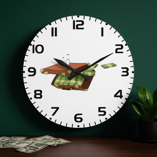 Cartoon Suitcase Full of Money Cash Bundles Large Clock (Creator Uploaded)