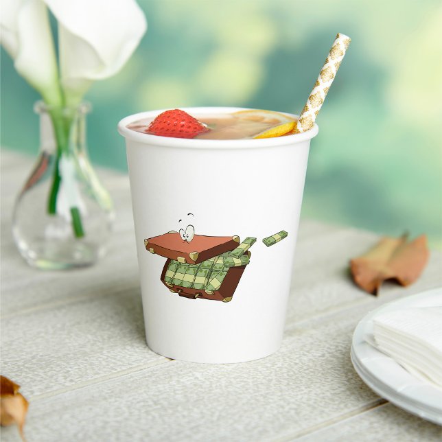 Cartoon Suitcase Full of Money Cash Bundles Paper Cups (Creator Uploaded)