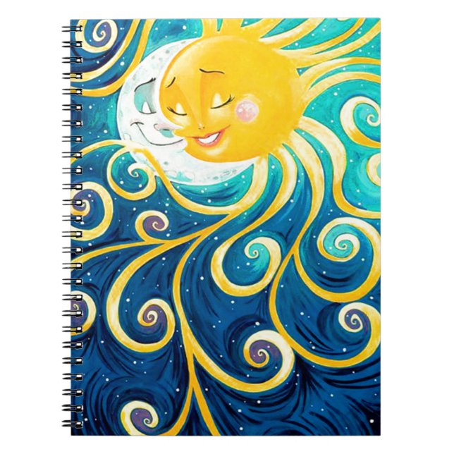 cartoon sun and moon love peace notebook (Front)