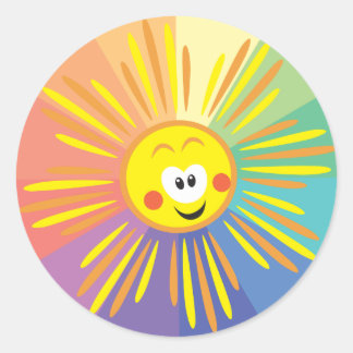 cartoon sun classic round sticker