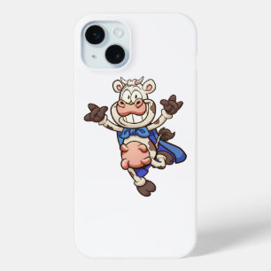 cartoon super cow skipping iPhone 15 mini case