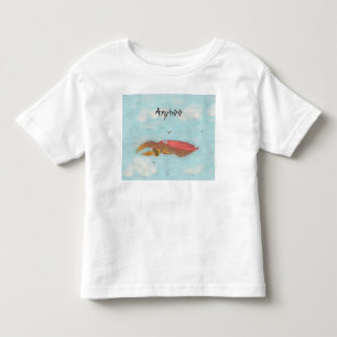 cartoon super sloth flying with red cape toddler T-Shirt