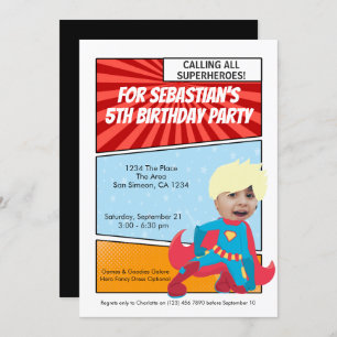 Cartoon Superhero Comic Birthday Party (blonde) Invitation