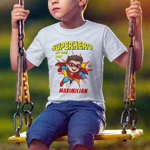 Cartoon Superhero Comic Boy Birthday Party T-Shirt