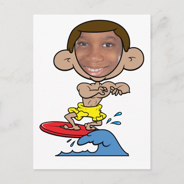 Cartoon Surfer Cut Out Face Template Postcard (Front)