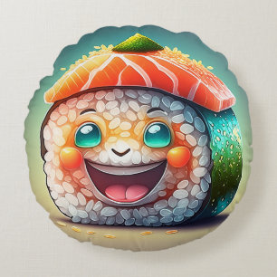 Cartoon Sushi Round Pillow – Whimsical Design Fun