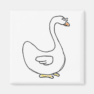 Cartoon Swan Graceful White Bird Design Magnet