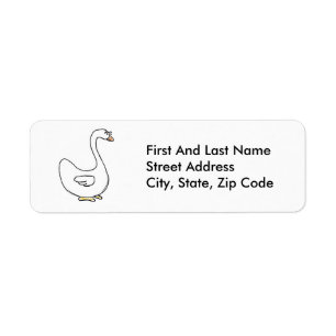 Cartoon Swan Graceful White Bird Design Return Address Label