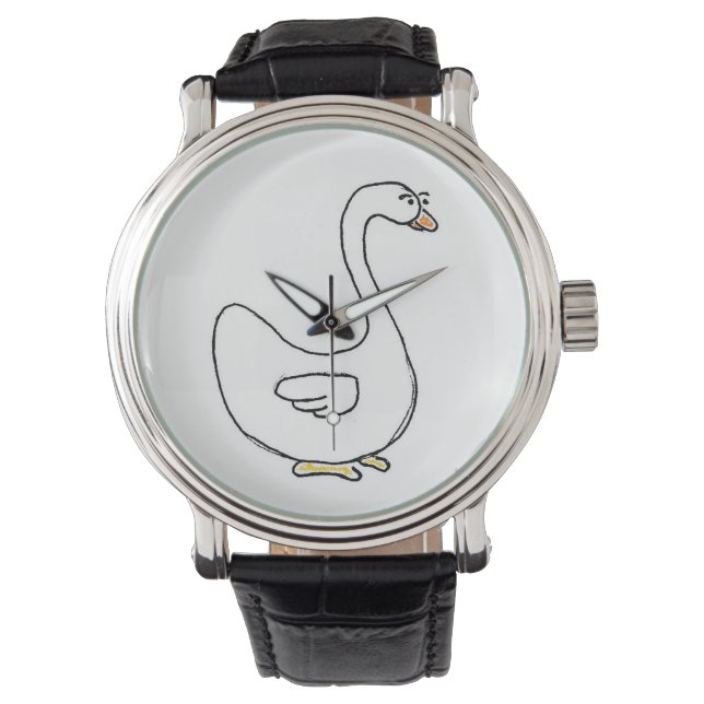 Cartoon Swan Graceful White Bird Design Watch (Front)