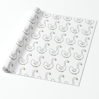 Cartoon Swan Graceful White Bird Design Wrapping Paper