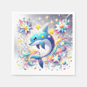 Cartoon Sweet Dolphin Baby Shower Napkin
