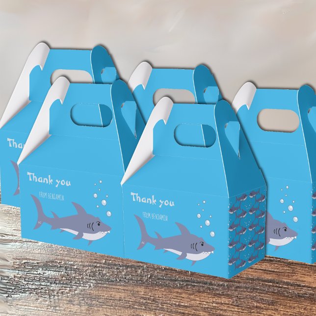 Cartoon swimming shark kid birthday blue favour bo box (Creator Uploaded)