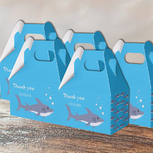 Cartoon swimming shark kid birthday blue favour bo favour box