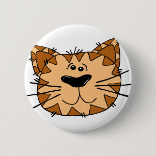 Cartoon Tabby Cat Face 6 Cm Round Badge