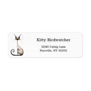 Cartoon Tan Siamese Cat Funny Return Address Label