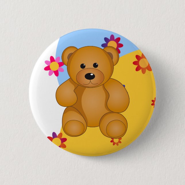 Cartoon Teddy Design 6 Cm Round Badge (Front)