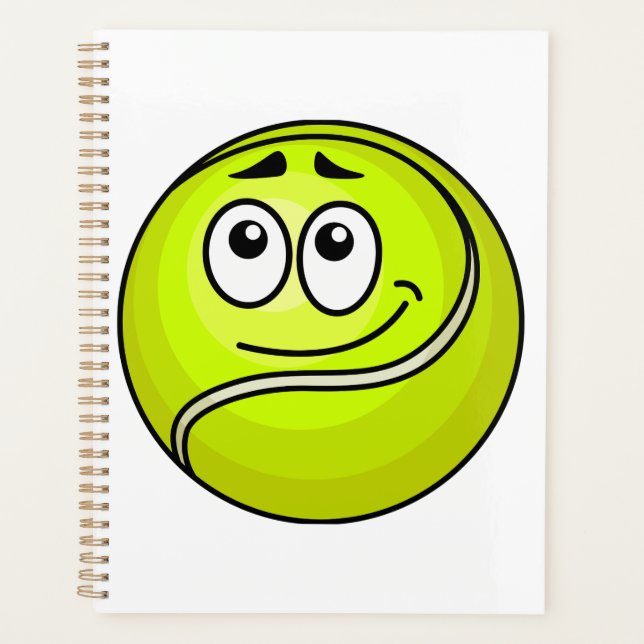 Cartoon Tennis Ball Emoji Face Happy Sports Planner (Front)