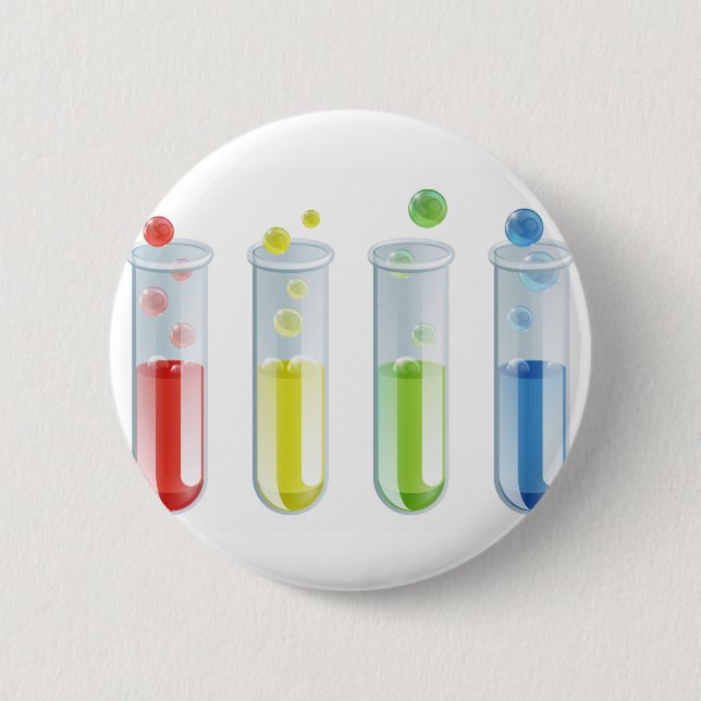 Cartoon Test Tubes 6 Cm Round Badge (Front)