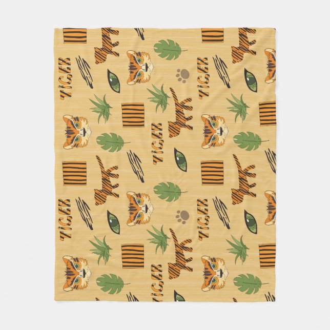 Cartoon Tiger: Cheerful Children's Pattern. Fleece Blanket (Front)