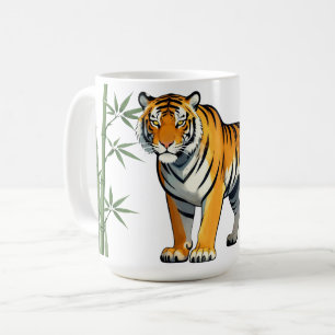 Cartoon Tiger Gift Tiger Lover Orange Black Coffee Mug