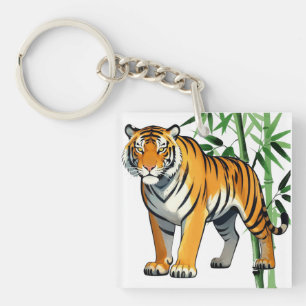 Cartoon Tiger Gift Tiger Lover Orange Black Key Ring