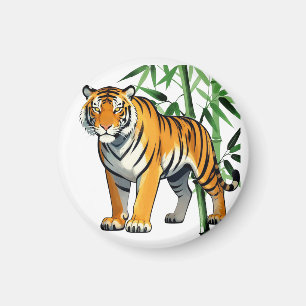 Cartoon Tiger Gift Tiger Lover Orange Black Magnet
