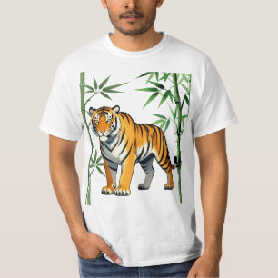 Cartoon Tiger Gift Tiger Lover Orange Black T-Shirt