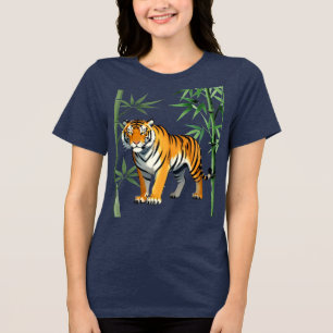 Cartoon Tiger Gift Tiger Lover Orange Black Tri-Blend Shirt