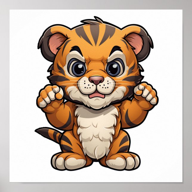 Cartoon tiger illustration poster (Front)