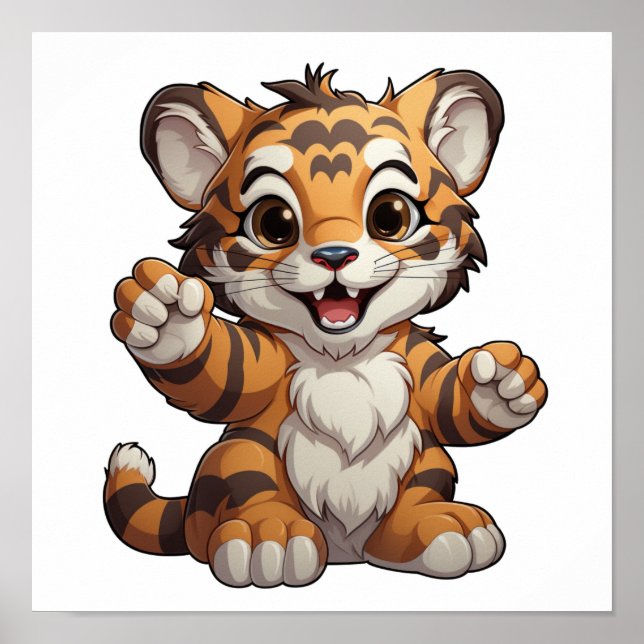 Cartoon tiger illustration poster (Front)