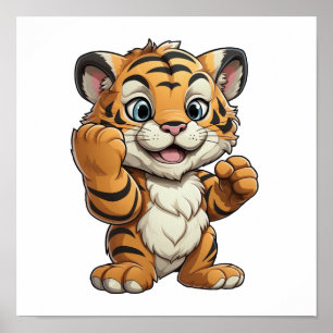 Cartoon tiger illustration poster