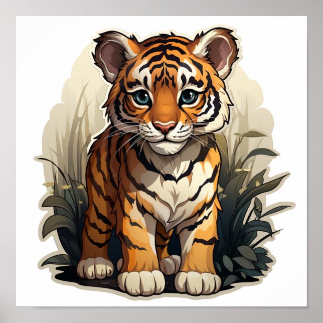 Cartoon tiger illustration poster (Front)