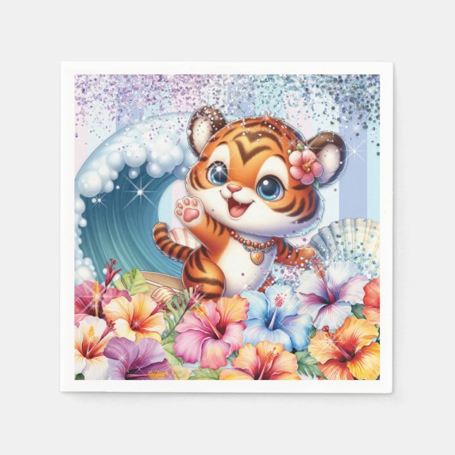 Cartoon Tiger Party Napkin (Front)