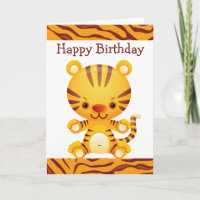 Cartoon Tiger with Tiger Print Happy Birthday