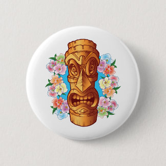 Cartoon Tiki Statue 6 Cm Round Badge