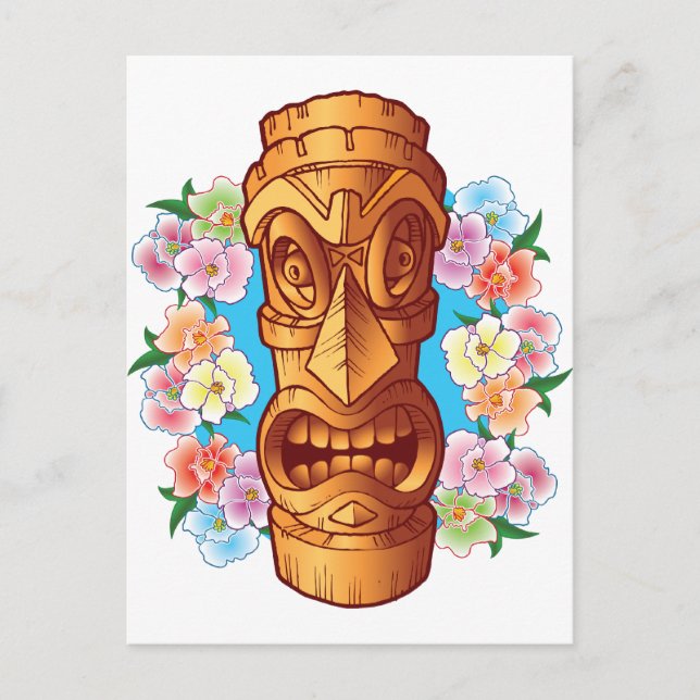 Cartoon Tiki Statue Postcard (Front)