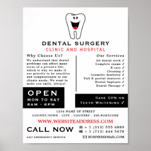 Cartoon Tooth Logo, Dentistry, Dentist Advertising Poster