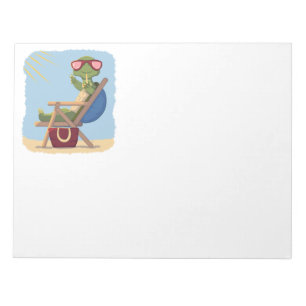 Cartoon Tortoise with Sunglasses Relaxing on Beach Notepad