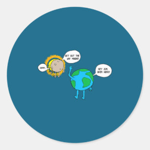 Cartoon Total Solar Eclipse April Classic Round Sticker