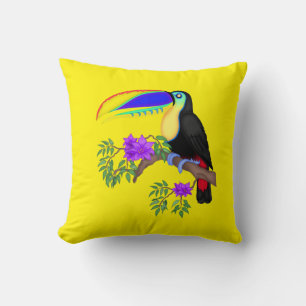 Cartoon Toucan Jungle Bird Throw Pillow Home Decor