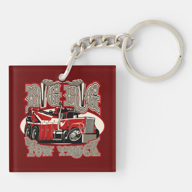 Cartoon tow truck key ring (Back)