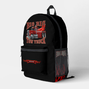 Cartoon tow truck printed backpack
