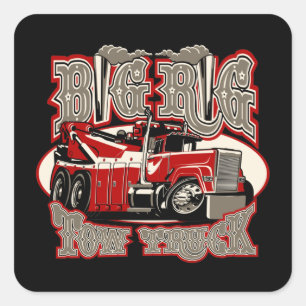 Cartoon tow truck square sticker