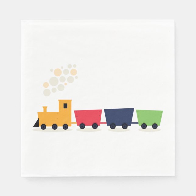 Cartoon Toy Train Steam Engine Napkin (Front)