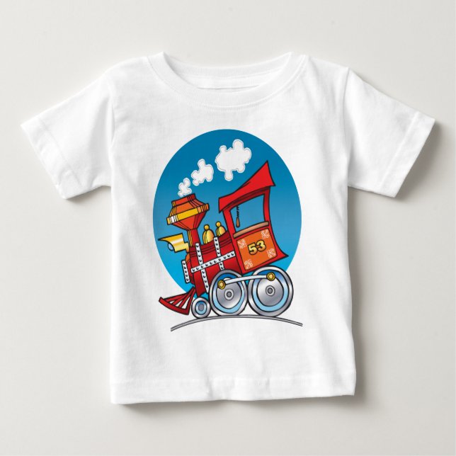 Cartoon Train Engine Baby T-Shirt (Front)
