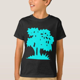 Cartoon Tree - Cyan T-Shirt