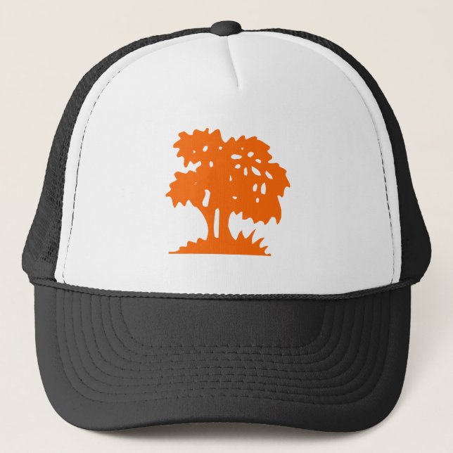 Cartoon Tree - Orange Trucker Hat (Front)