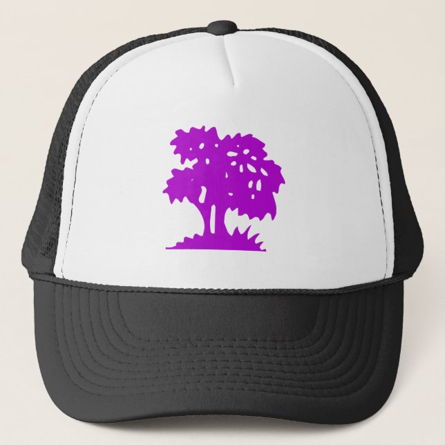 Cartoon Tree - Purple Trucker Hat (Front)