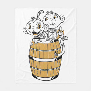 Cartoon tribal monkey fleece blanket