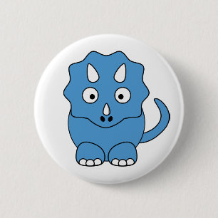 Cartoon Triceratops (blue) 6 Cm Round Badge